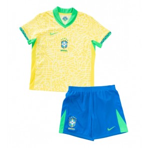 Brazílie Dětské Domácí dres komplet Copa America 2024 Krátký Rukáv (+ trenýrky)